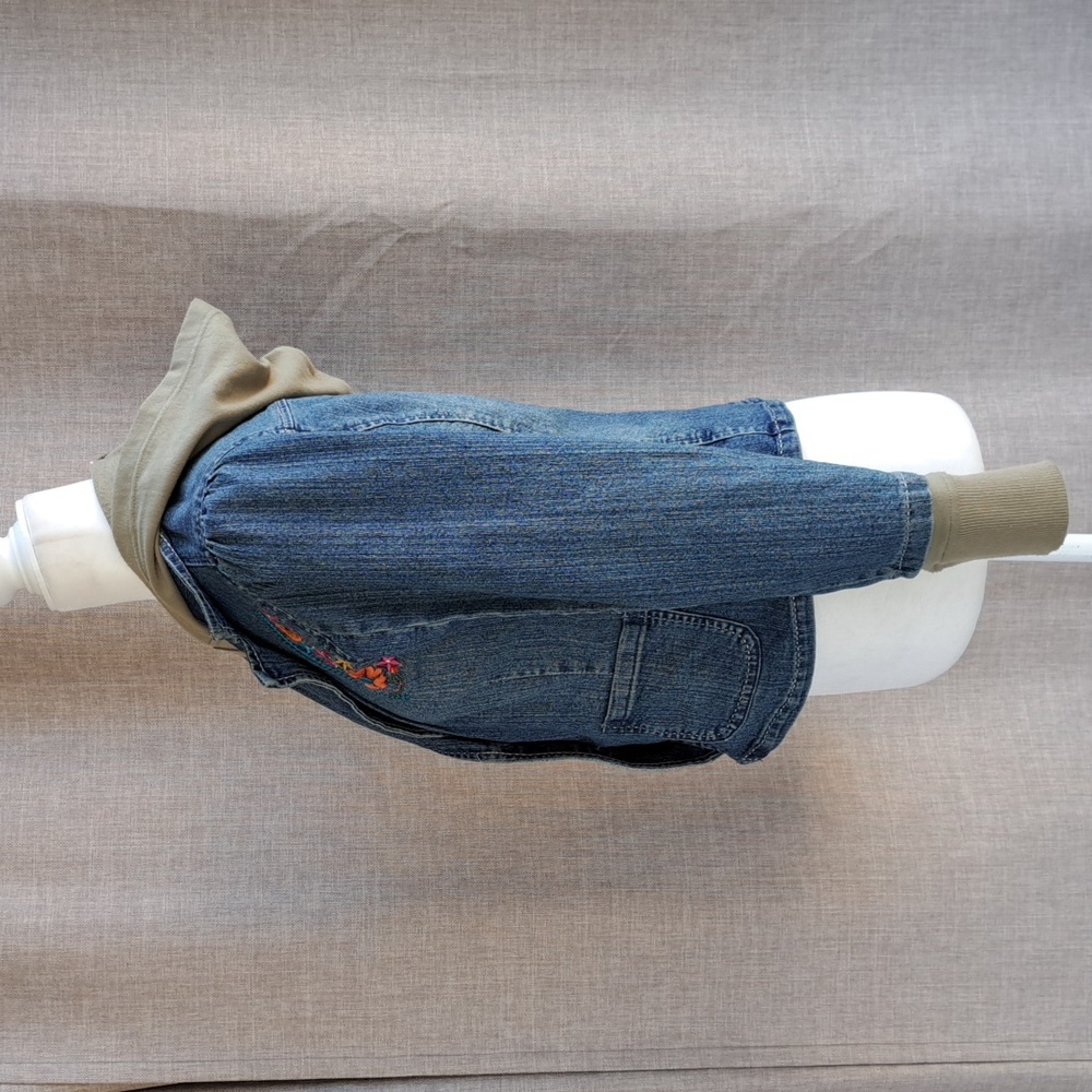 Vintage Y2k 2000s Stuff by Hilary Duff Large Denim Jacket Hood Combo Embroidery - Picture 7 of 17